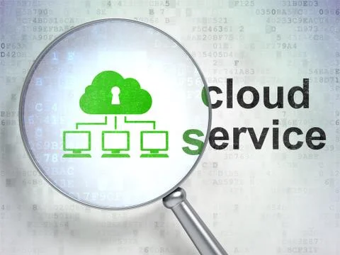 Cloud computing concept: Cloud Network and Cloud Service with optical glass Illustrazione stock
