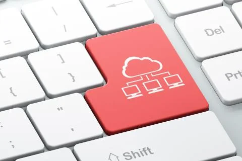 Cloud computing concept: Cloud Network on computer keyboard background Stock Illustration
