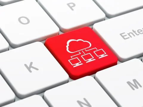 Cloud computing concept: Cloud Network on computer keyboard background Stock Illustration