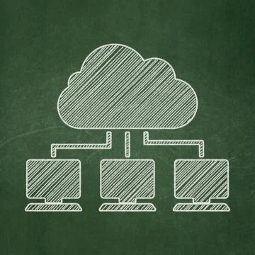 Cloud computing concept: Cloud Network on chalkboard background Illustrazione stock