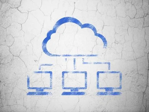 Cloud computing concept: Cloud Network on wall background イラスト素材