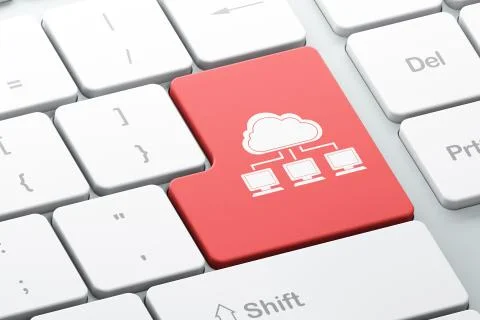 Cloud computing concept: Cloud Network on computer keyboard Illustrazione stock