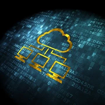 Cloud computing concept: Cloud Network on digital background 스톡 일러스트