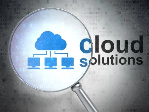 Cloud computing concept: Cloud Network and Cloud Solutions with Stock Illustration