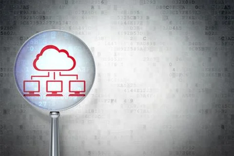 Cloud computing concept: Cloud Network with optical glass on di 库存插图