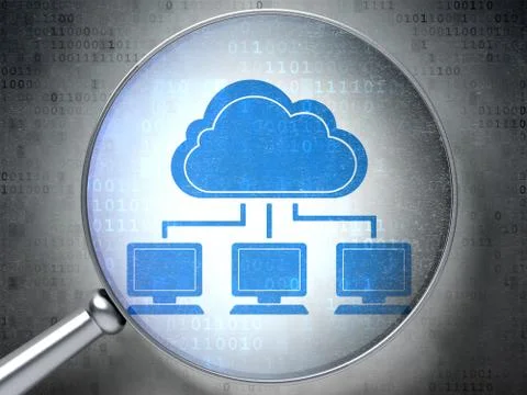 Cloud computing concept: Cloud Network with optical glass on di Illustrazione stock