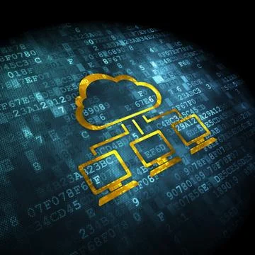 Cloud computing concept: Cloud Network on digital background Stock Illustration