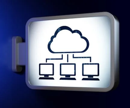 Cloud computing concept: Cloud Network on billboard background イラスト素材