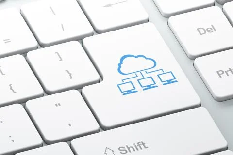 Cloud computing concept: Cloud Network on computer keyboard back Stock Illustration