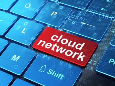 Cloud computing concept: Cloud Network on computer keyboard back Stock Illustration