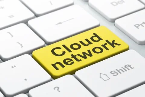 Cloud computing concept: Cloud Network on computer keyboard back 스톡 일러스트
