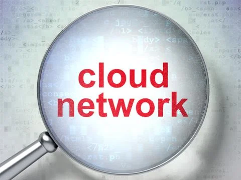 Cloud computing concept: Cloud Network with optical glass Illustrazione stock