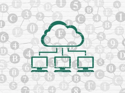 Cloud computing concept: Cloud Network on wall background イラスト素材