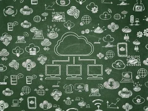 Cloud computing concept: Cloud Network on School Board background イラスト素材