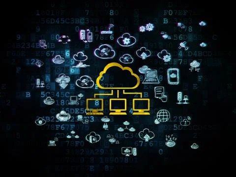 Cloud computing concept: Cloud Network on Digital background Stock Illustration