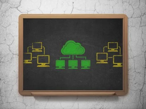 Cloud computing concept: cloud network icon on School Board background Illustrazione stock