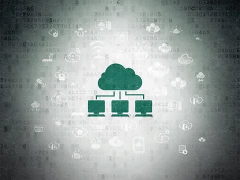 Cloud computing concept: Cloud Network on Digital Paper background 스톡 일러스트