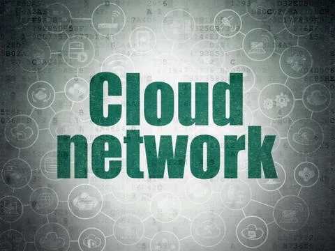 Cloud computing concept: Cloud Network on Digital Paper background Stockillustratie