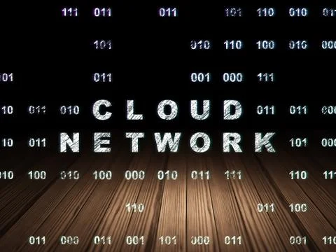 Cloud computing concept: Cloud Network in grunge dark room Stock Illustration