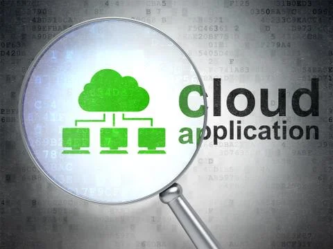 Cloud computing concept: Cloud Network and Cloud Application with optical glass 스톡 일러스트