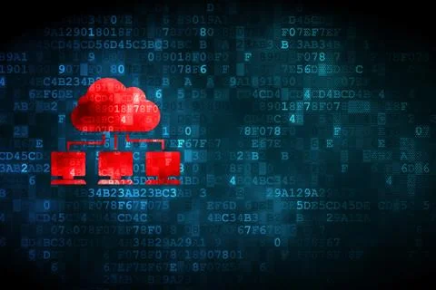 Cloud computing concept: Cloud Network on digital background Illustrazione stock