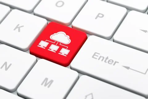 Cloud computing concept: Cloud Network on computer keyboard background Illustrazione stock