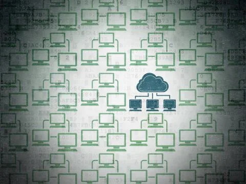 Cloud computing concept: cloud network icon on Digital Paper background イラスト素材