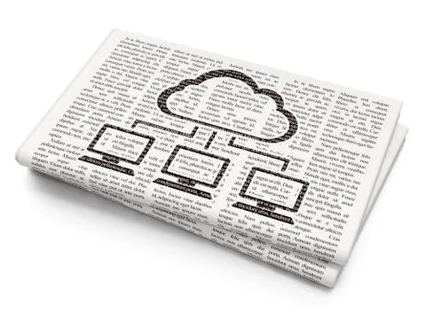 Cloud computing concept: Cloud Network on Newspaper background Illustrazione stock