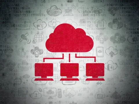 Cloud computing concept: Cloud Network on Digital Paper background Illustrazione stock