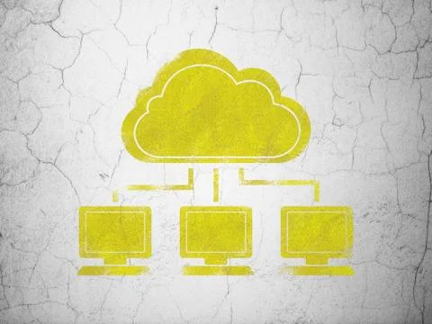 Cloud computing concept: Cloud Network on wall background Stockillustratie