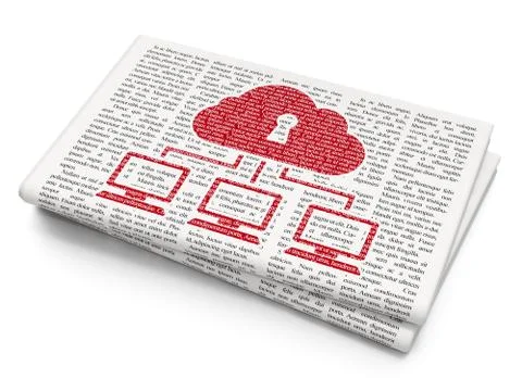 Cloud computing concept: Cloud Network on Newspaper background Illustrazione stock