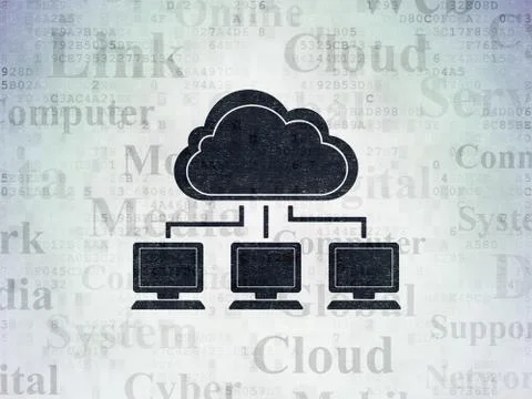 Cloud computing concept: Cloud Network on Digital Paper background Illustrazione stock