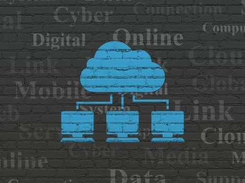 Cloud computing concept: Cloud Network on wall background イラスト素材