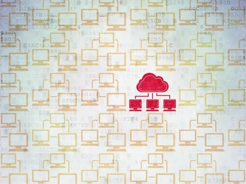 Cloud computing concept: cloud network icon on Digital Data Paper background Stock Illustration