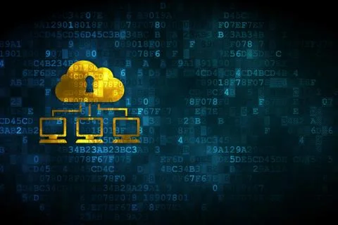 Cloud computing concept: Cloud Network on digital background Illustrazione stock