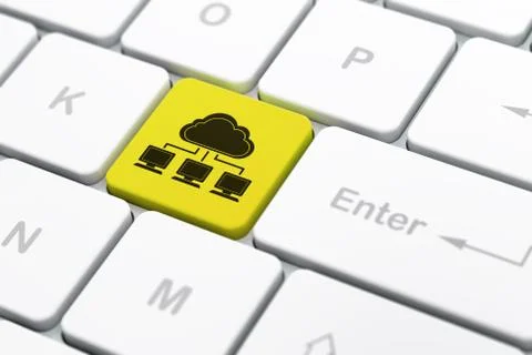 Cloud computing concept: Cloud Network on computer keyboard background Illustrazione stock