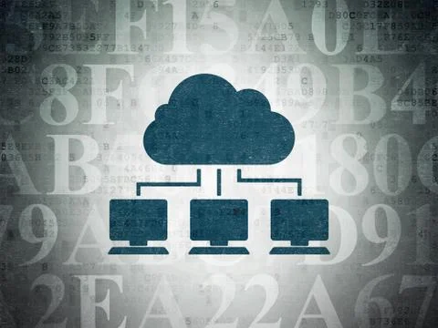 Cloud computing concept: Cloud Network on Digital Data Paper background Ilustração Stock
