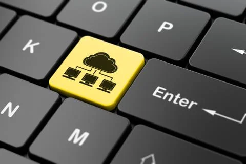 Cloud computing concept: Cloud Network on computer keyboard background Stock Illustration