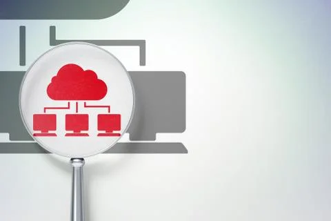 Cloud computing concept:  Cloud Network with optical glass on digital background 库存插图