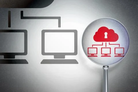 Cloud computing concept:  Cloud Network with optical glass on digital background イラスト素材