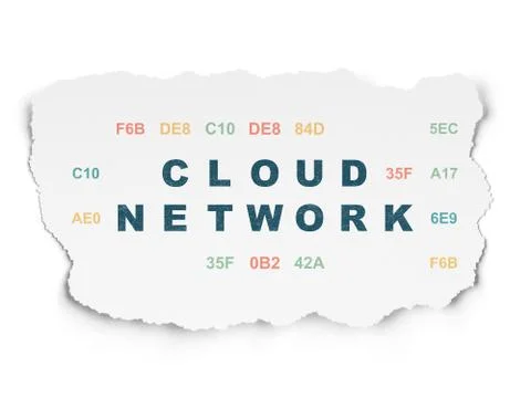 Cloud computing concept: Cloud Network on Torn Paper background Stock Illustration