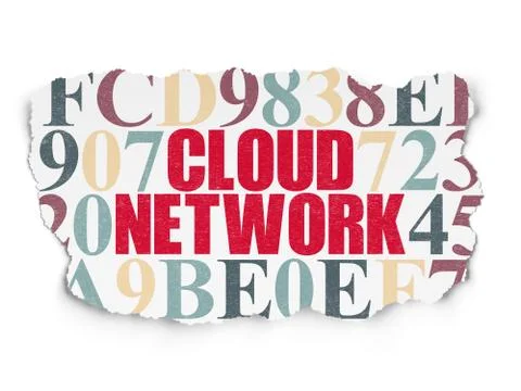 Cloud computing concept: Cloud Network on Torn Paper background Ilustração Stock