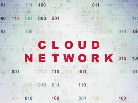 Cloud computing concept: Cloud Network on Digital Data Paper background 스톡 일러스트