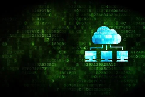 Cloud computing concept: Cloud Network on digital background Illustrazione stock