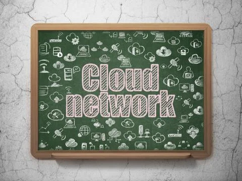 Cloud computing concept: Cloud Network on School board background Stockillustratie