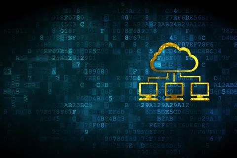 Cloud computing concept: Cloud Network on digital background 스톡 일러스트