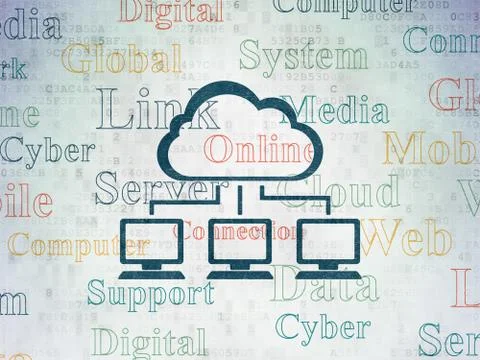 Cloud computing concept: Cloud Network on Digital Data Paper background イラスト素材