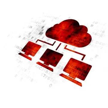 Cloud computing concept: Cloud Network on Digital background 스톡 일러스트