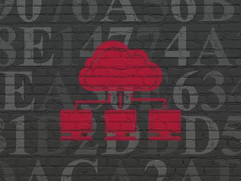 Cloud computing concept: Cloud Network on wall background Ilustração Stock