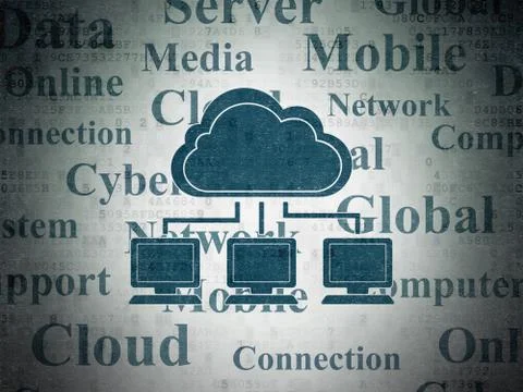 Cloud computing concept: Cloud Network on Digital Data Paper background Illustrazione stock